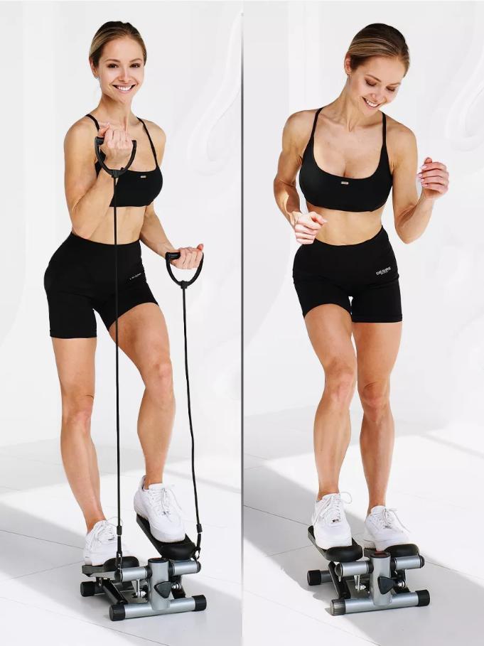 SYNXIN stepper 2 en 1 - entrenamiento de fuerza para piernas, brazos y glúteos con pantalla LCD