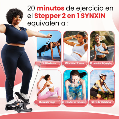 SYNXIN stepper 2 en 1 - entrenamiento de fuerza para piernas, brazos y glúteos con pantalla LCD